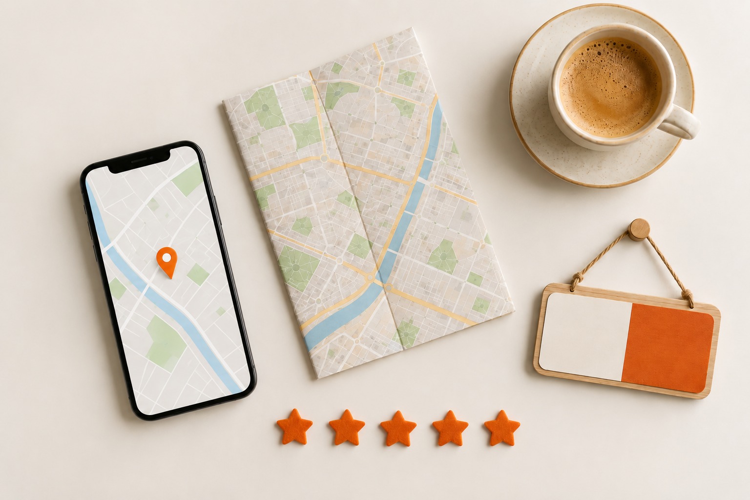 Cinq étoiles jaunes au-dessus d'une tablette, illustrant une évaluation cinq étoiles